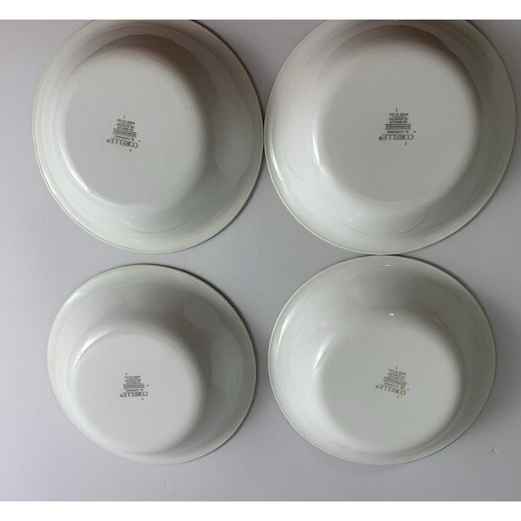 Set of 4 Corelle White With Green Rim 7.25” Soup/Cereal Bowls USA - Picture 4 of 6